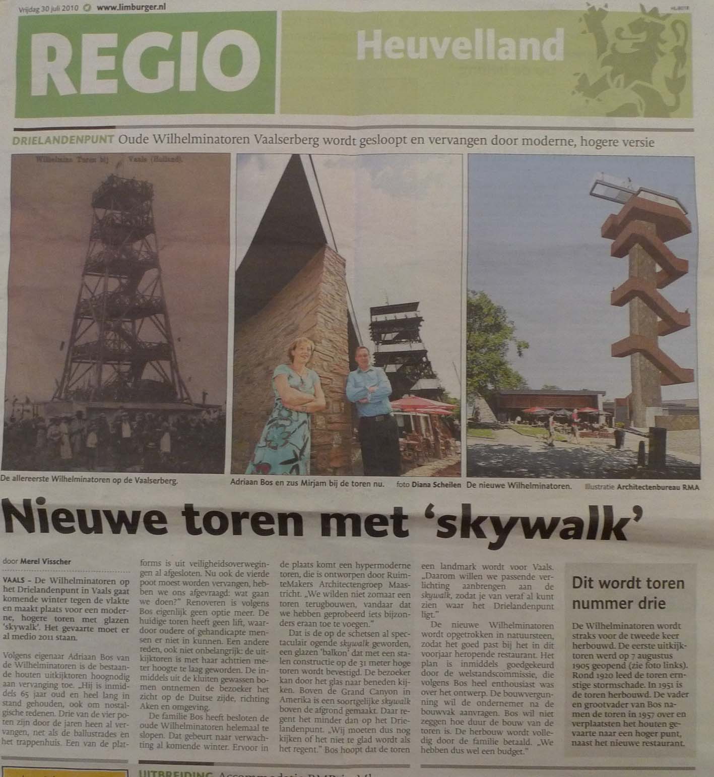 Zeitungsbericht neuer Turm im Limburger Dagblad